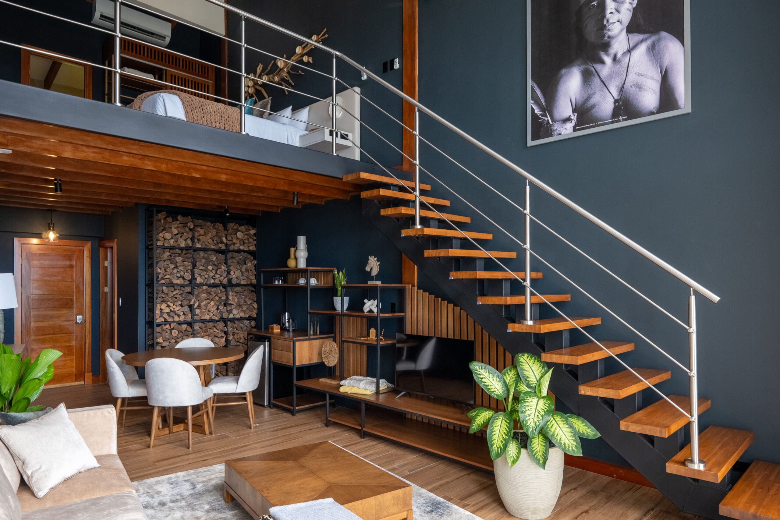 A woman on a zip line in the jungle A woman on a zip line in the jungle